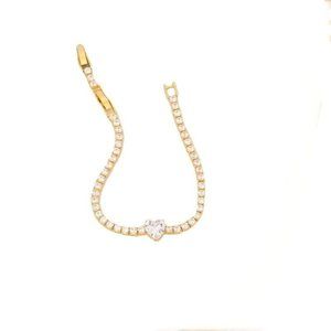 Heart Gold Plated Zircon Copper Bracelet